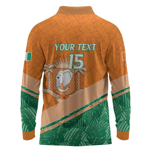 Ivory Coast Rugby Custom Long Sleeve Polo Shirt Allez Les Elephants