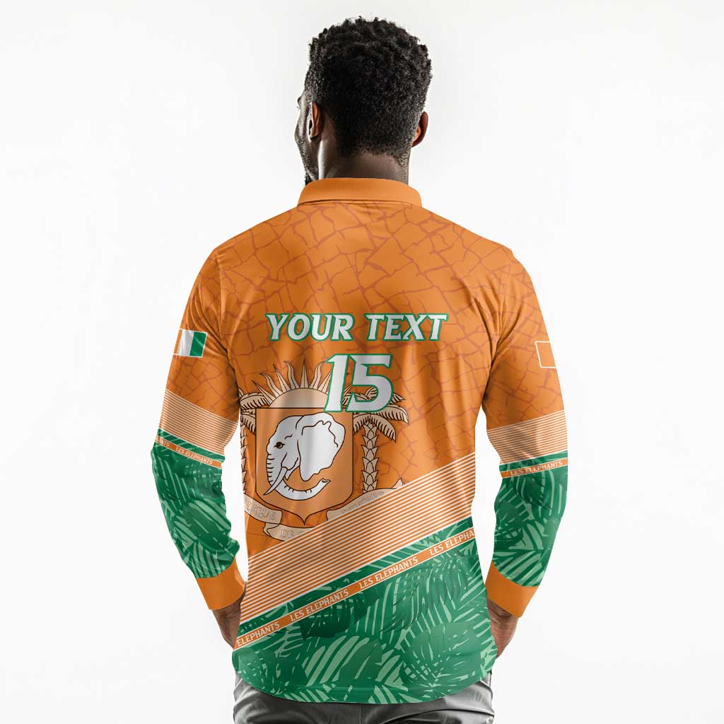 Ivory Coast Rugby Custom Long Sleeve Polo Shirt Allez Les Elephants