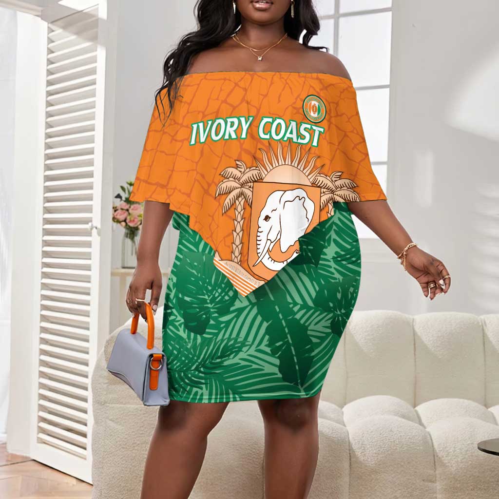 Ivory Coast Rugby Custom Off Shoulder Short Dress Allez Les Elephants