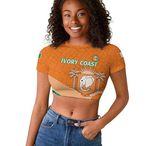Ivory Coast Rugby Custom Raglan Cropped T shirt Allez Les Elephants