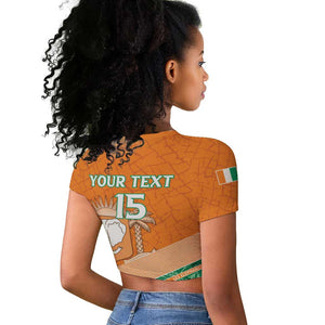 Ivory Coast Rugby Custom Raglan Cropped T shirt Allez Les Elephants