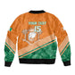 Ivory Coast Rugby Custom Sleeve Zip Bomber Jacket Allez Les Elephants
