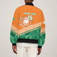 Ivory Coast Rugby Custom Sleeve Zip Bomber Jacket Allez Les Elephants