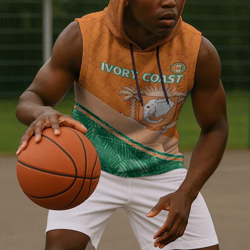 Ivory Coast Rugby Custom Sleeveless Hoodie Allez Les Elephants - African Pride
