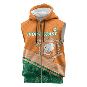 Ivory Coast Rugby Custom Sleeveless Zip Hoodie Allez Les Elephants - African Pride