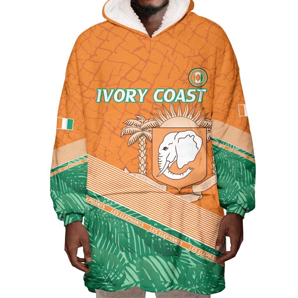 Ivory Coast Rugby Custom Wearable Blanket Hoodie Allez Les Elephants