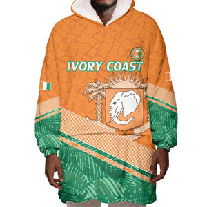 Ivory Coast Rugby Custom Wearable Blanket Hoodie Allez Les Elephants
