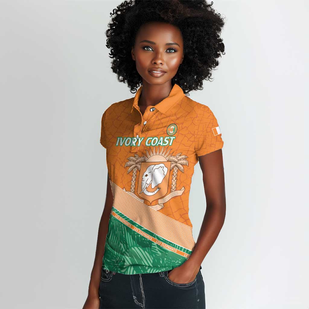 Ivory Coast Rugby Custom Women Polo Shirt Allez Les Elephants