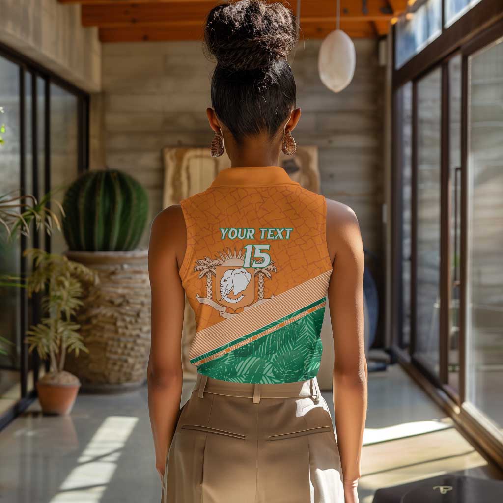 Ivory Coast Rugby Custom Women Sleeveless Polo Shirt Allez Les Elephants