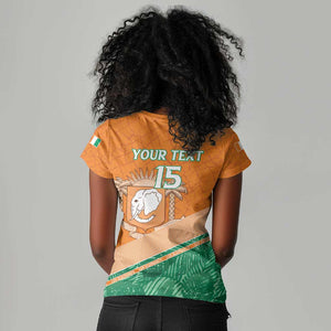 Ivory Coast Rugby Custom Women V-Neck T-Shirt Allez Les Elephants