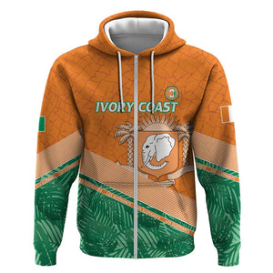 Ivory Coast Rugby Custom Zip Hoodie Allez Les Elephants