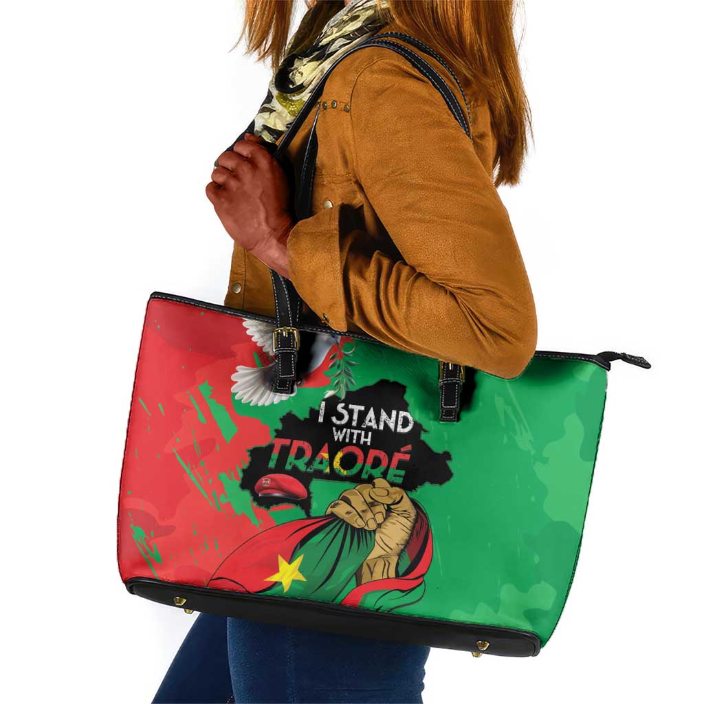 Burkina Faso I Stand With Traore Leather Tote Bag