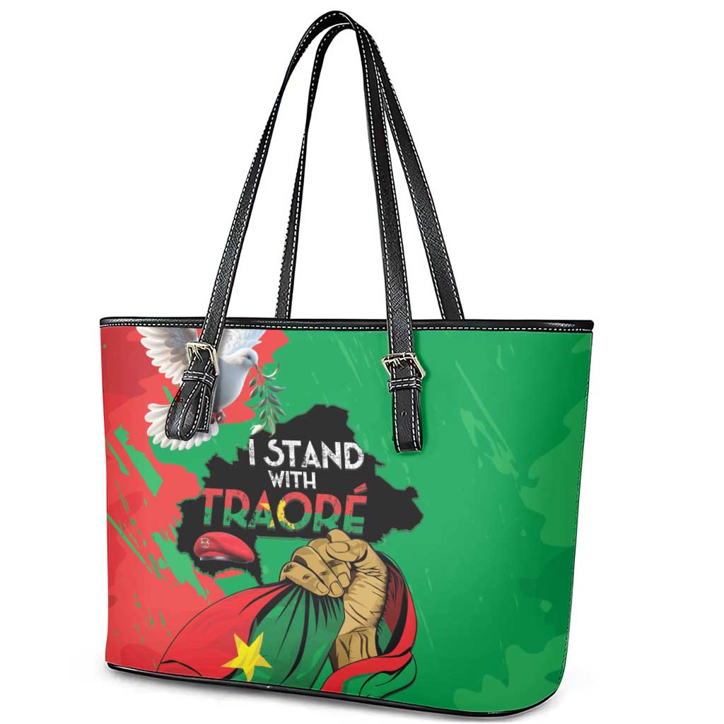 Burkina Faso I Stand With Traore Leather Tote Bag