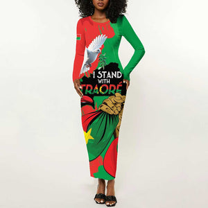 Burkina Faso I Stand With Traore Long Sleeve Bodycon Dress LT15