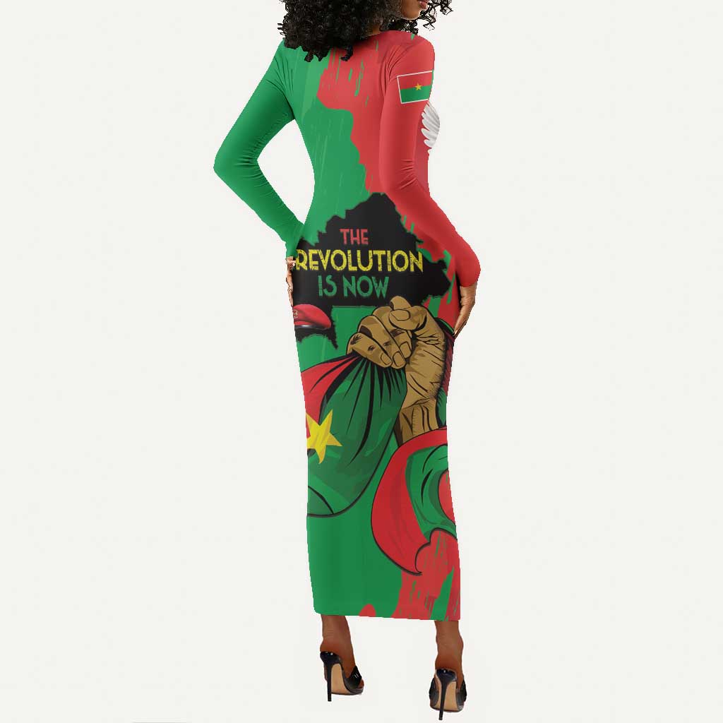 Burkina Faso I Stand With Traore Long Sleeve Bodycon Dress LT15