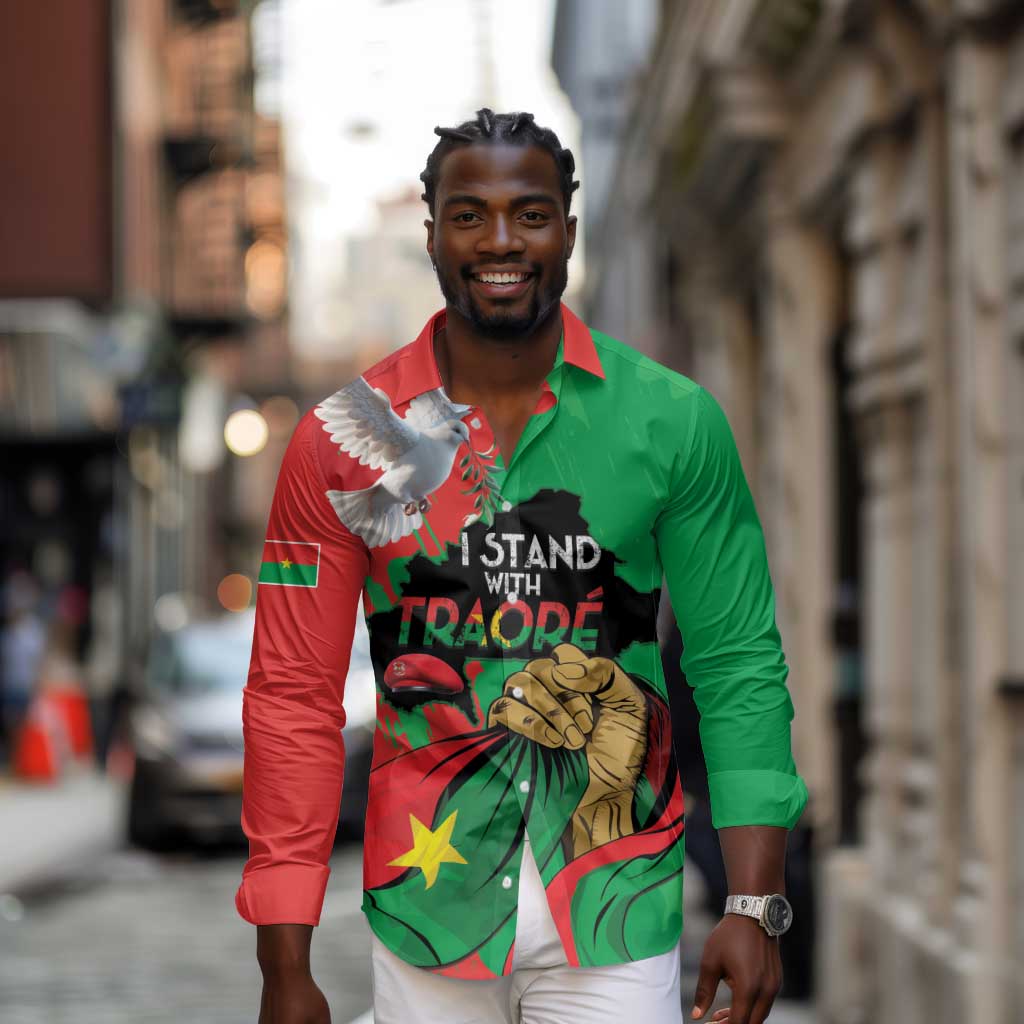 Burkina Faso I Stand With Traore Long Sleeve Button Shirt