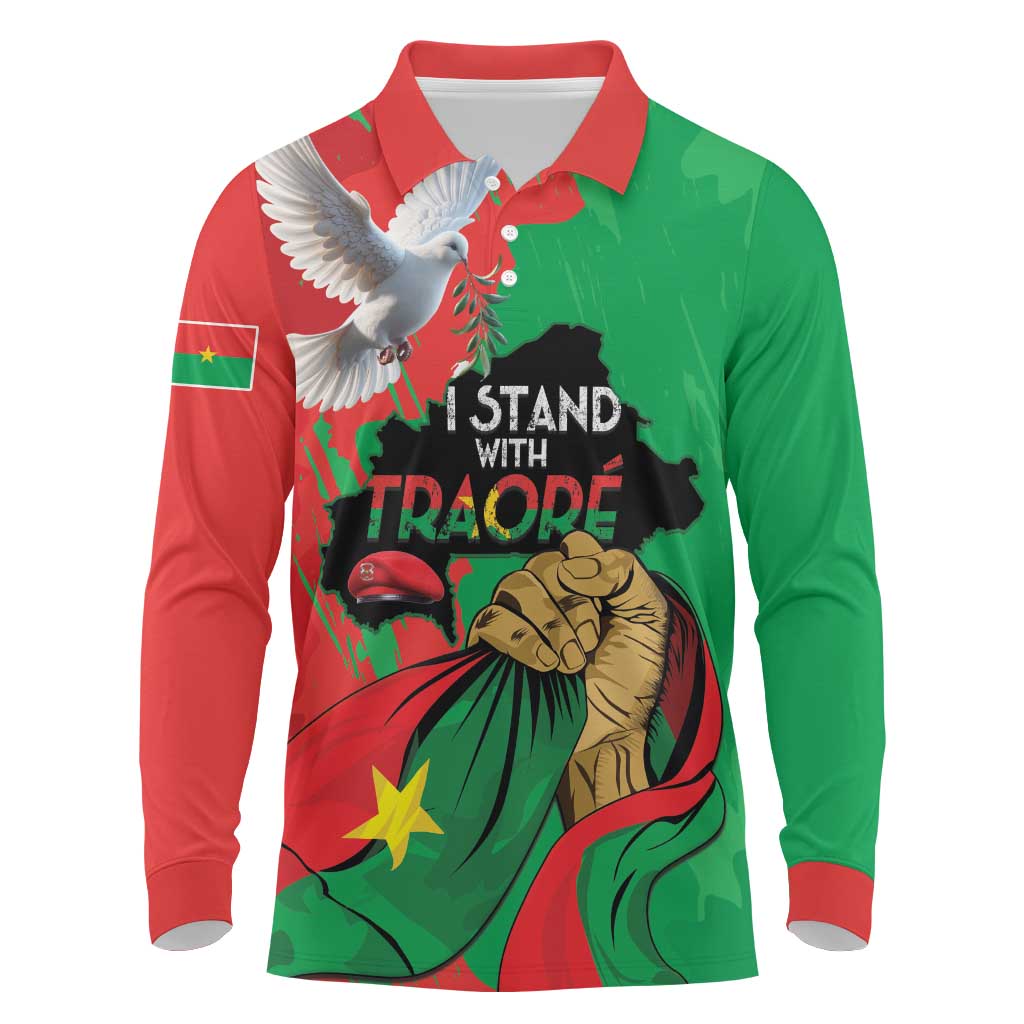 Burkina Faso I Stand With Traore Long Sleeve Polo Shirt