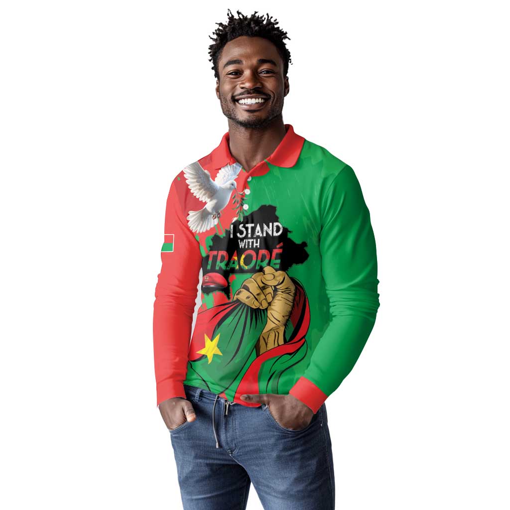 Burkina Faso I Stand With Traore Long Sleeve Polo Shirt
