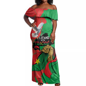 Burkina Faso I Stand With Traore Off Shoulder Maxi Dress