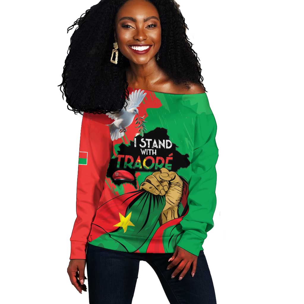 Burkina Faso I Stand With Traore Off Shoulder Sweater