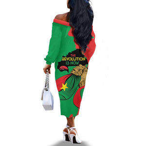 Burkina Faso I Stand With Traore Off The Shoulder Long Sleeve Dress