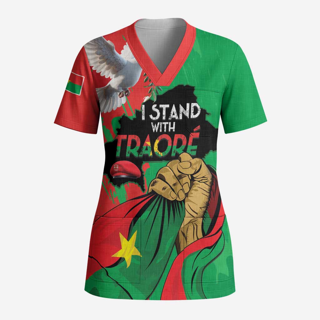 Traore Burkina Faso Scrub Top I Stand With Traore - African Pride