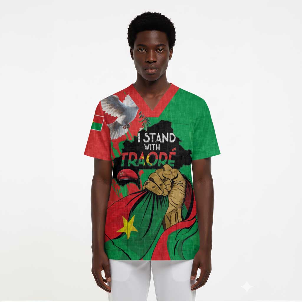 Traore Burkina Faso Scrub Top I Stand With Traore - African Pride