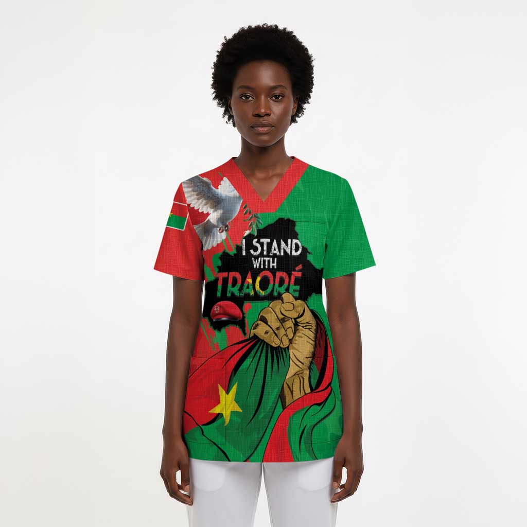 Traore Burkina Faso Scrub Top I Stand With Traore - African Pride