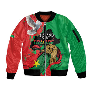 Burkina Faso I Stand With Traore Sleeve Zip Bomber Jacket