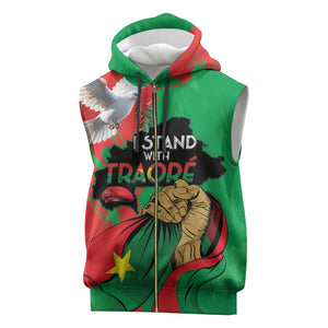 Burkina Faso I Stand With Traore Sleeveless Zip Hoodie - African Pride