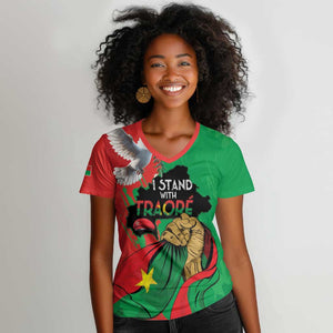 Burkina Faso I Stand With Traore Women V-Neck T-Shirt