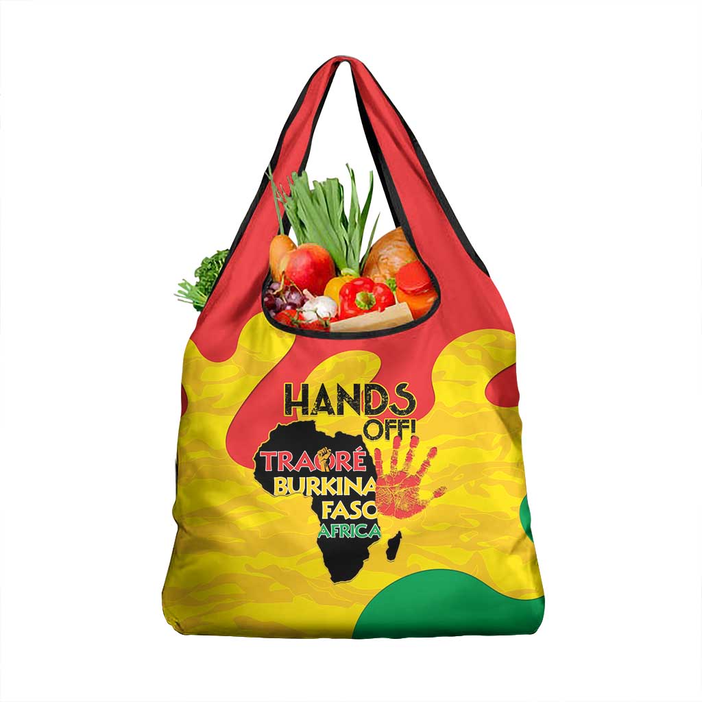 Hands Off Traore Burkina Faso Africa Grocery Bag Military Pattern