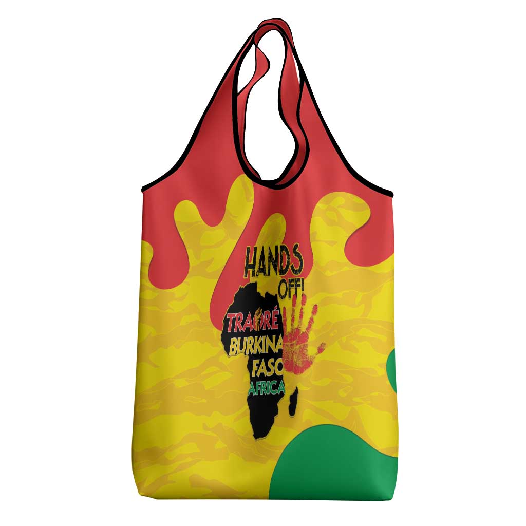 Hands Off Traore Burkina Faso Africa Grocery Bag Military Pattern