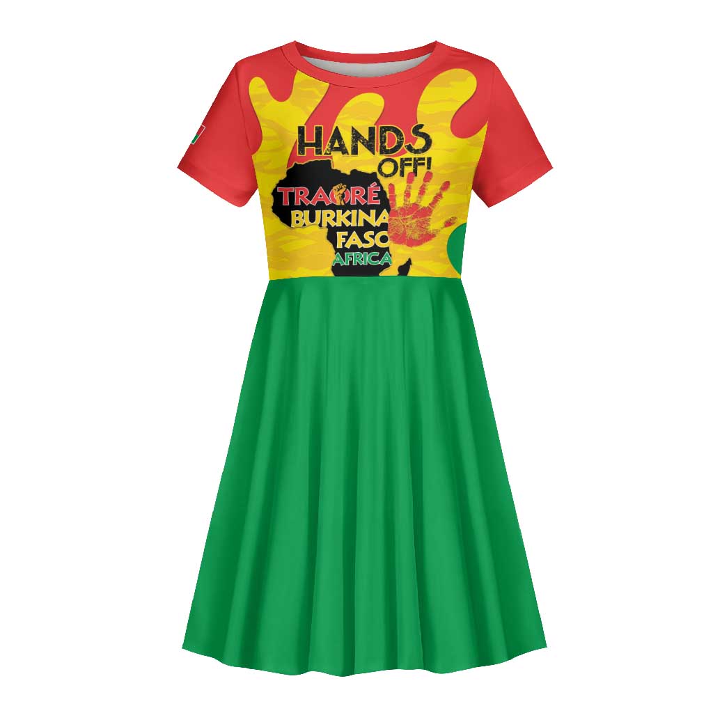 Hands Off Traore Burkina Faso Africa Kid Short Sleeve Dress Military Pattern