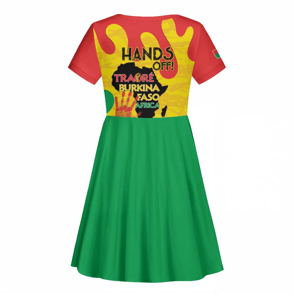 Hands Off Traore Burkina Faso Africa Kid Short Sleeve Dress Military Pattern