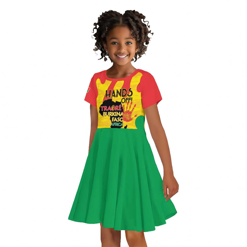 Hands Off Traore Burkina Faso Africa Kid Short Sleeve Dress Military Pattern