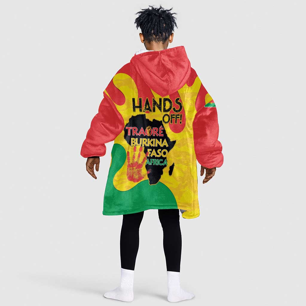 Hands Off Traore Burkina Faso Africa Kid Wearable Blanket Hoodie Military Pattern