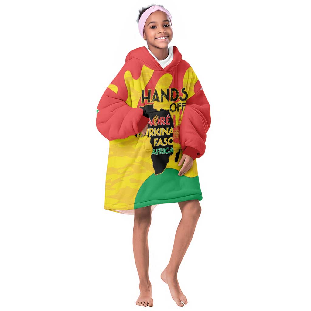 Hands Off Traore Burkina Faso Africa Kid Wearable Blanket Hoodie Military Pattern