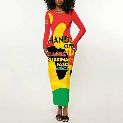 Hands Off Traore Burkina Faso Africa Long Sleeve Bodycon Dress Military Pattern LT15