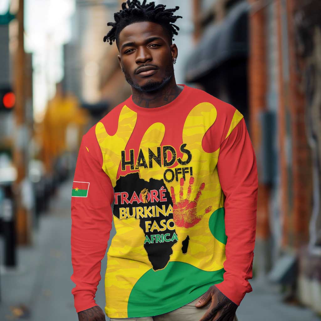 Hands Off Traore Burkina Faso Africa Long Sleeve Shirt Military Pattern