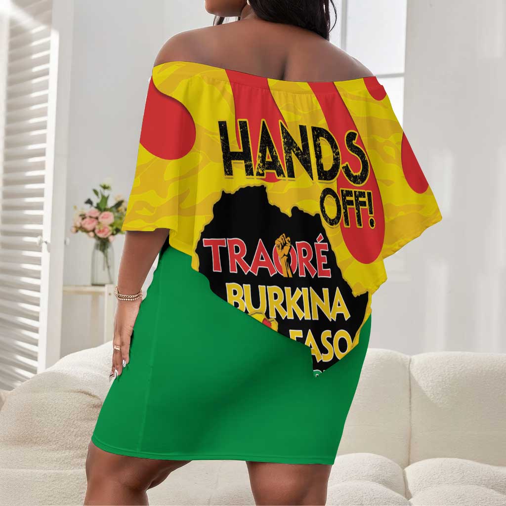 Hands Off Traore Burkina Faso Africa Off Shoulder Short Dress Military Pattern