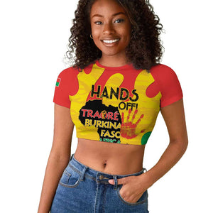 Hands Off Traore Burkina Faso Africa Raglan Cropped T shirt Military Pattern