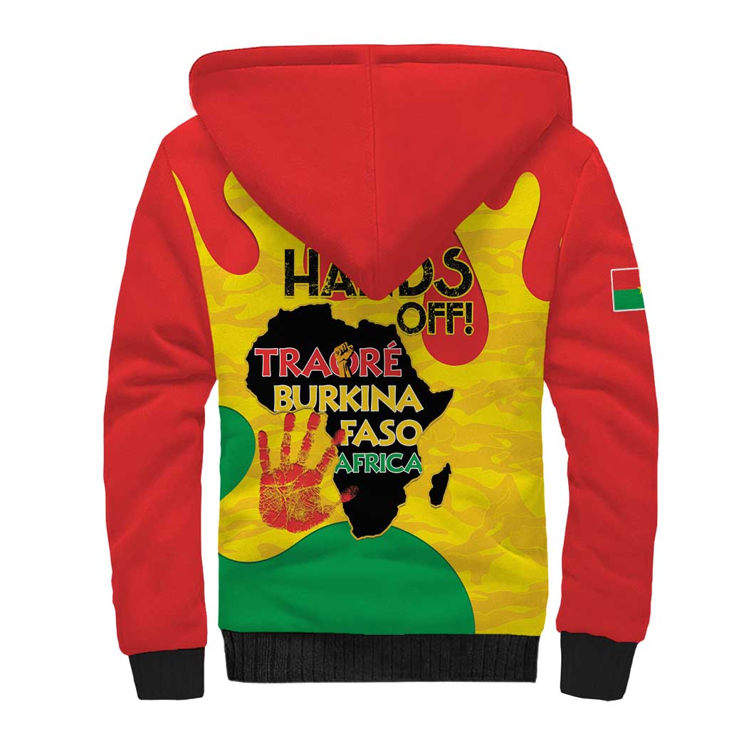 Hands Off Traore Burkina Faso Africa Sherpa Hoodie Military Pattern