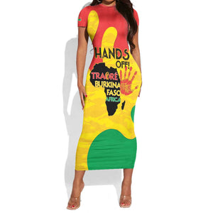 Hands Off Traore Burkina Faso Africa Short Sleeve Bodycon Dress Military Pattern LT15