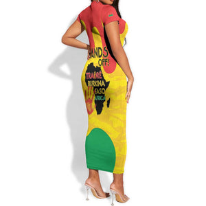 Hands Off Traore Burkina Faso Africa Short Sleeve Bodycon Dress Military Pattern LT15