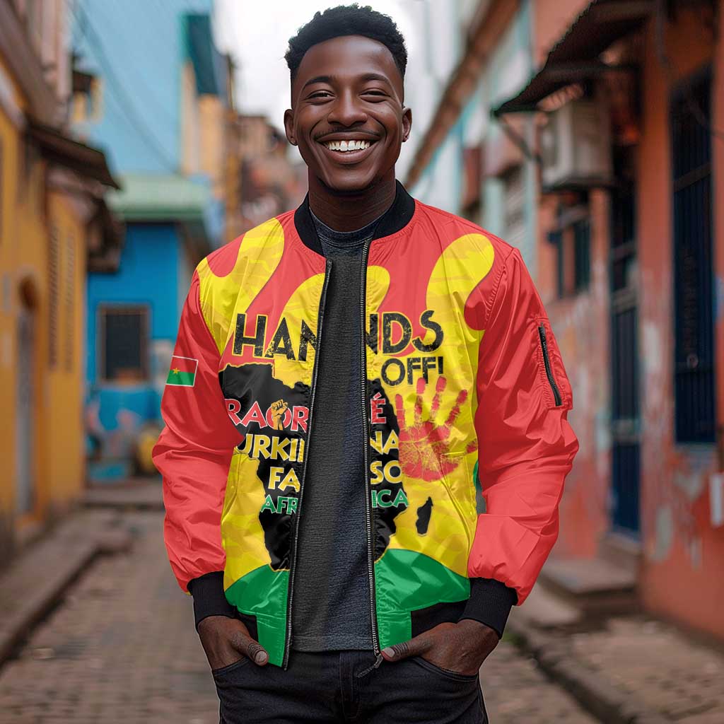 Hands Off Traore Burkina Faso Africa Sleeve Zip Bomber Jacket Military Pattern