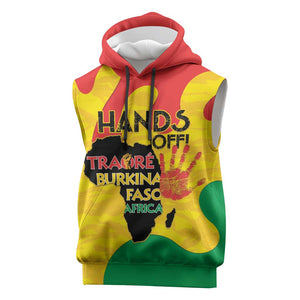 Hands Off Traore Burkina Faso Africa Sleeveless Hoodie Military Pattern - African Pride