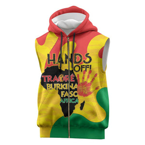Hands Off Traore Burkina Faso Africa Sleeveless Zip Hoodie Military Pattern - African Pride