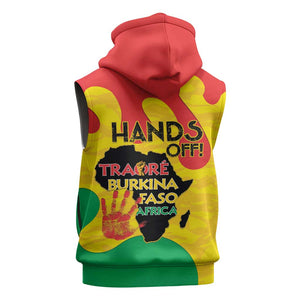 Hands Off Traore Burkina Faso Africa Sleeveless Zip Hoodie Military Pattern - African Pride