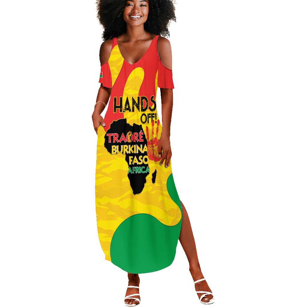 Hands Off Traore Burkina Faso Africa Summer Maxi Dress Military Pattern